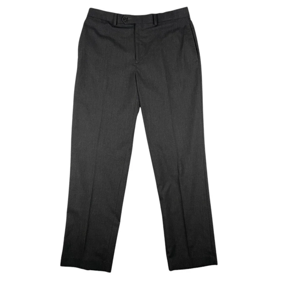 Ralph Lauren Dress Pants Men 34x32 Brown Gray Flat Front Classic Fit Stretch VTG